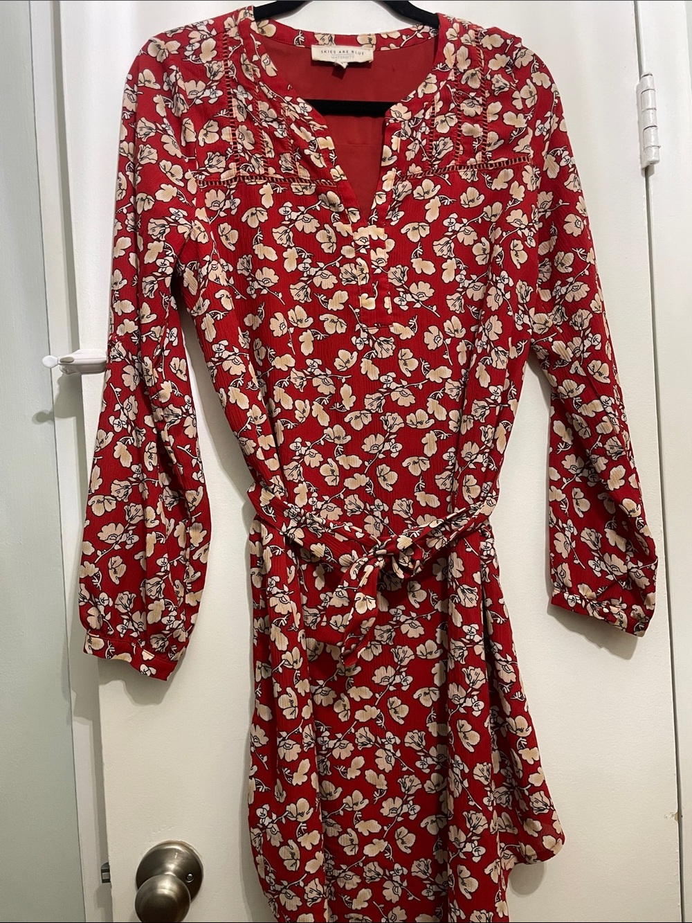 Rust Long Sleeve Maternity Dress